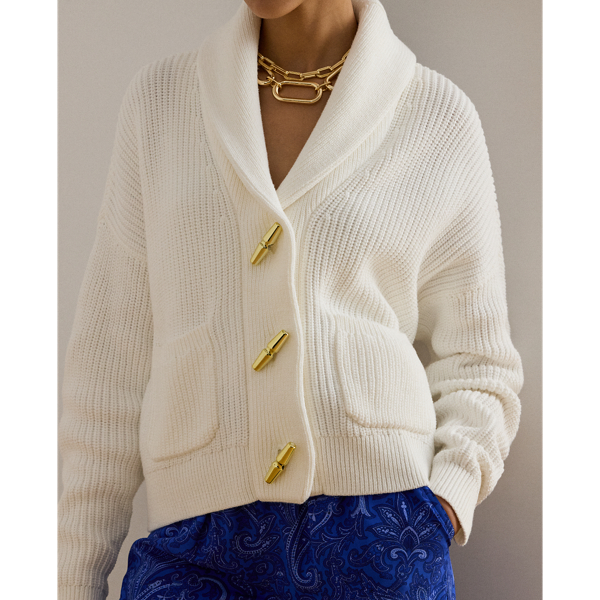 リブニット ショールカラー トグル カーディガン | ラルフ ローレン