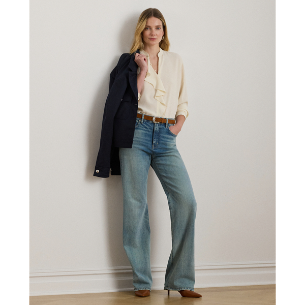 Ruffle-Trimmed Georgette Tunic