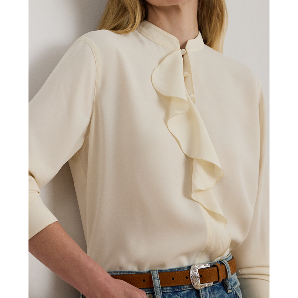 Ruffle-Trimmed Georgette Tunic