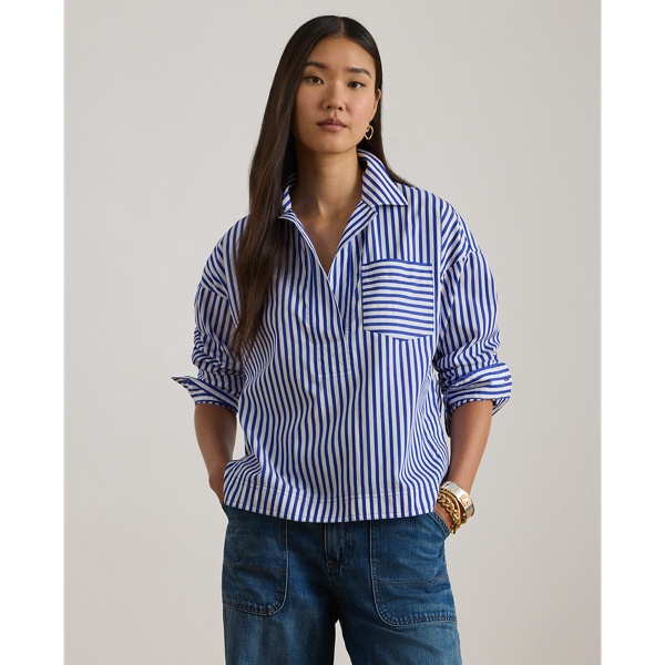 ストライプド コットン ブロードクロス クロップド シャツ | ラルフ