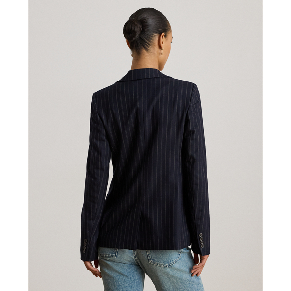 Navy/Cream Striped Wool-Blend Twill Blazer Lauren 5