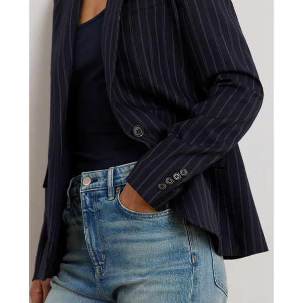Striped Wool-Blend Twill Blazer