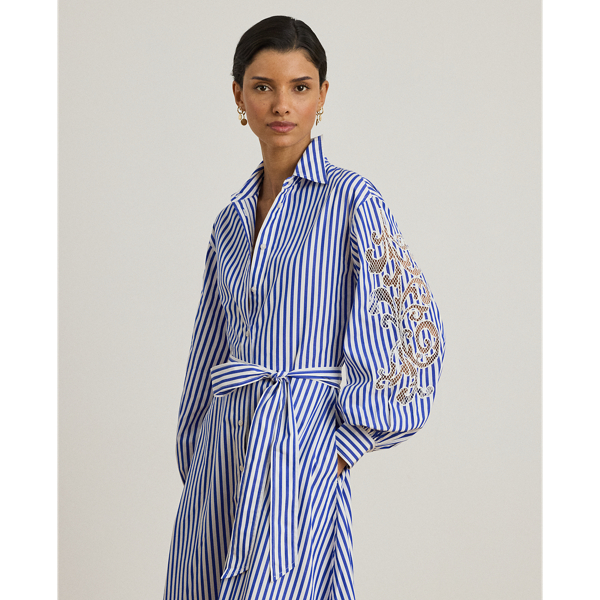 Striped Eyelet Broadcloth Shirtdress
