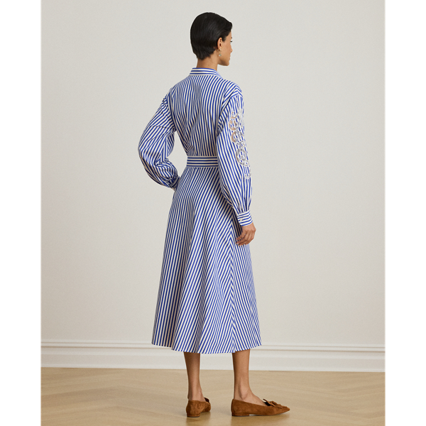 Striped Eyelet Broadcloth Shirtdress