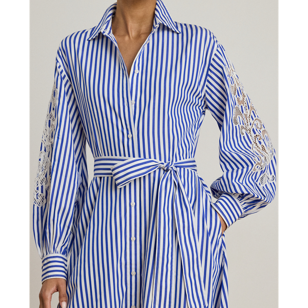 Striped Eyelet Broadcloth Shirtdress