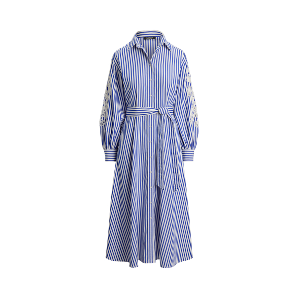 Striped Eyelet Broadcloth Shirtdress