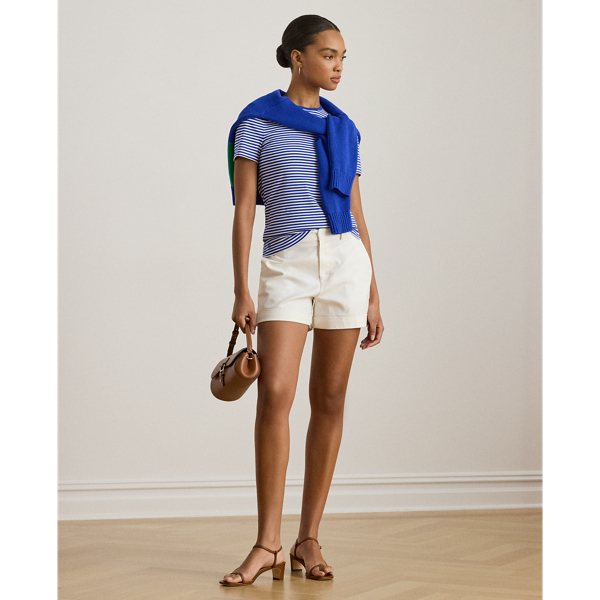 Striped Stretch Cotton Crewneck Tee