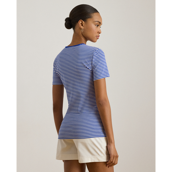 Striped Stretch Cotton Crewneck Tee