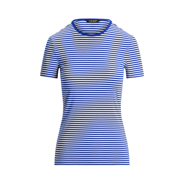 Striped Stretch Cotton Crewneck Tee