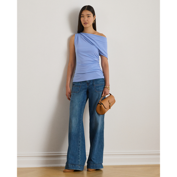 Schulterfreies Jerseyoberteil Lauren in Bank-Blau 4