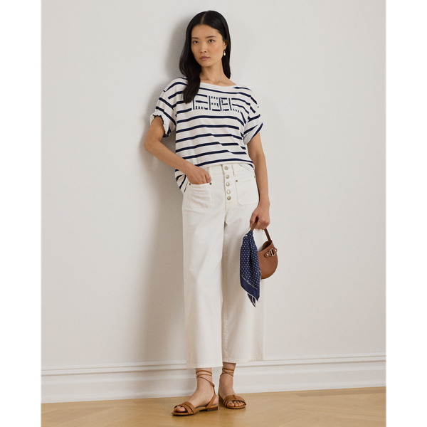 Gestreiftes T-Shirt mit Perlenlogo Lauren in Wei&szlig;/Edles Navy 4