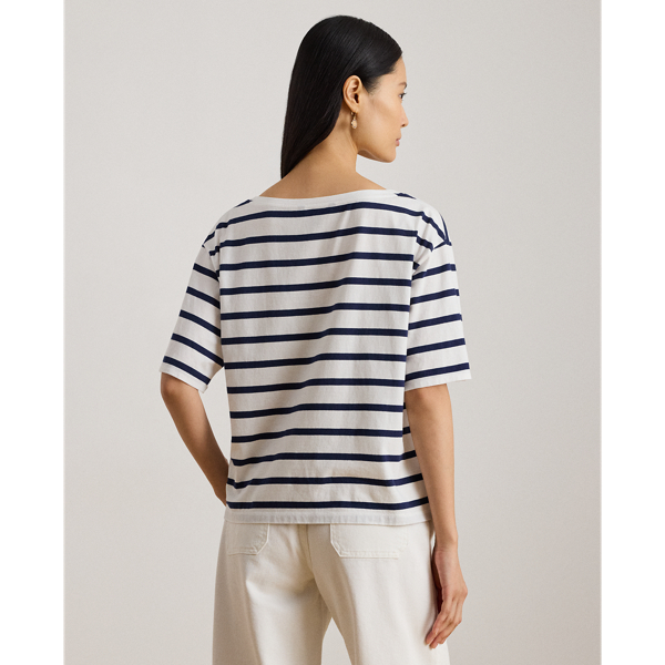 Gestreiftes T-Shirt mit Perlenlogo Lauren in Wei&szlig;/Edles Navy 5