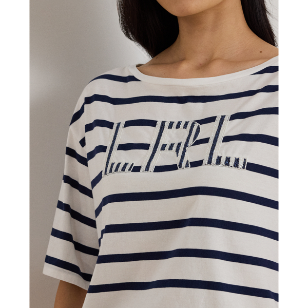 Gestreiftes T-Shirt mit Perlenlogo Lauren in Wei&szlig;/Edles Navy 6