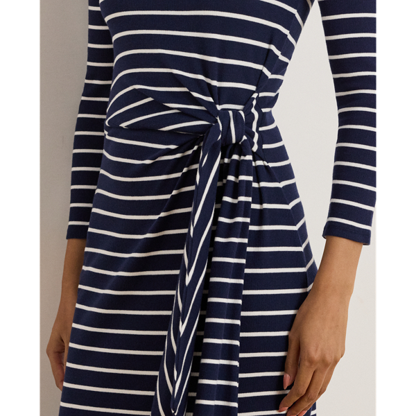 Striped Tie-Front Cotton-Blend Dress