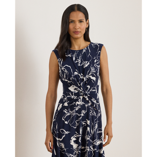 Floral Twist-Front Jersey Dress