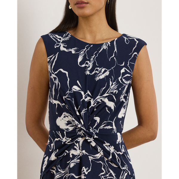 Floral Twist-Front Jersey Dress