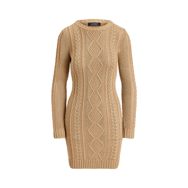Metallic Button-Trim Aran-Knit Dress