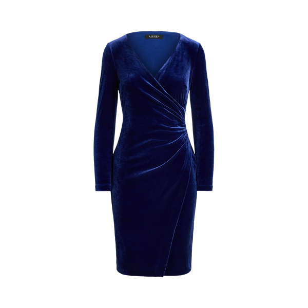 Stretch Velvet Surplice Dress