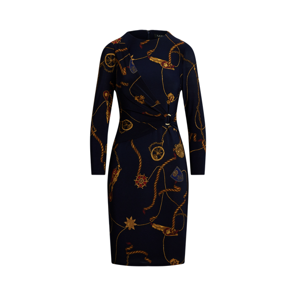 Print Jersey Three-Quarter-Sleeve Dress