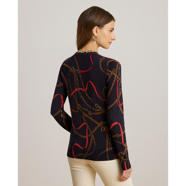 Belting-Print Cotton-Blend Sweater
