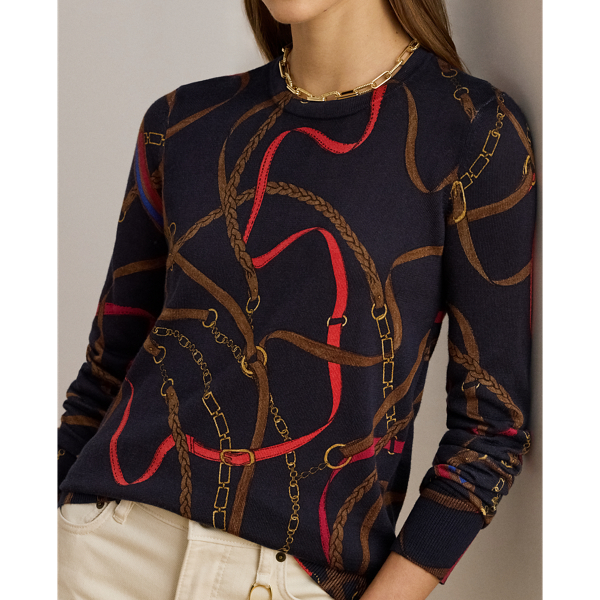 Belting-Print Cotton-Blend Sweater