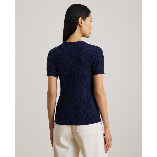 Kurzarmpullover mit Zopfmuster Lauren in Edles Lila 5