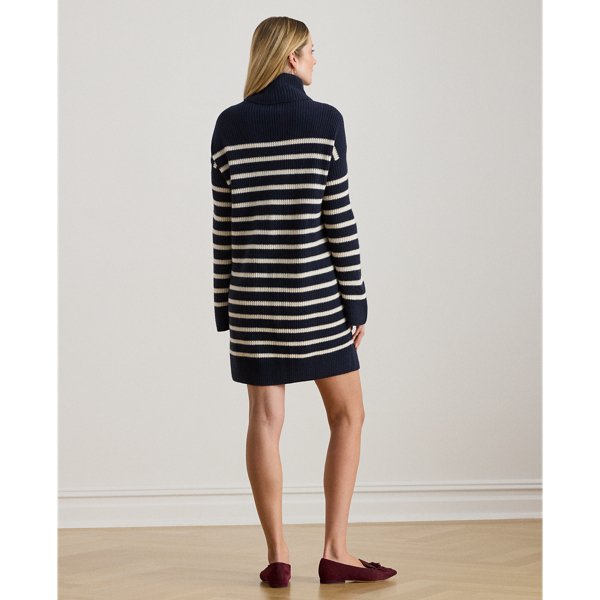 Striped Wool-Cashmere Turtleneck Dress