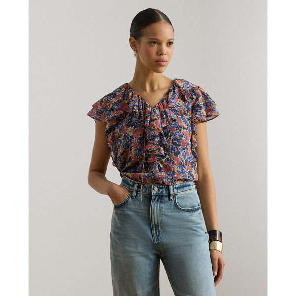 Floral Ruffle-Trim Georgette Blouse for Women | Ralph Lauren® DE