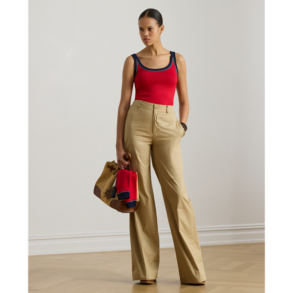 Zweifarbiger &auml;rmelloser Pullover Lauren in Kreuzfahrt-Rot multi 4