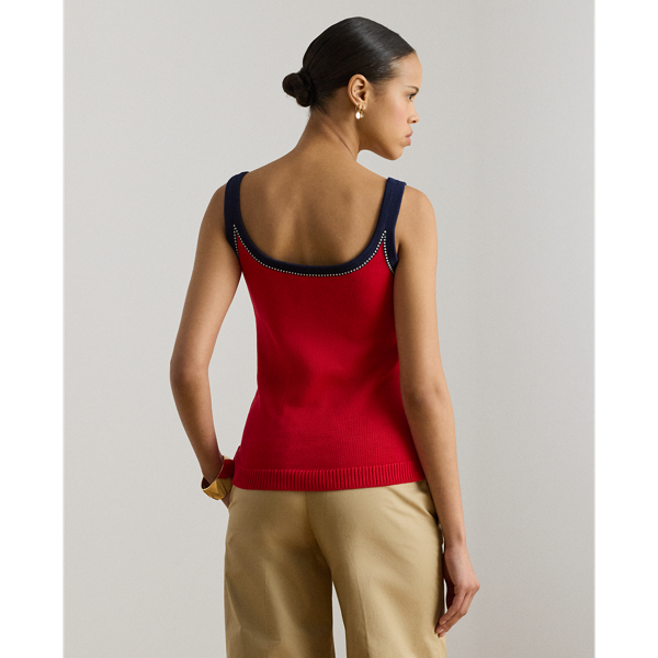 Zweifarbiger &auml;rmelloser Pullover Lauren in Kreuzfahrt-Rot multi 5