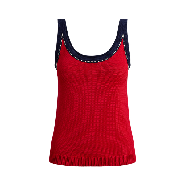 Zweifarbiger &auml;rmelloser Pullover Lauren in Kreuzfahrt-Rot multi 2