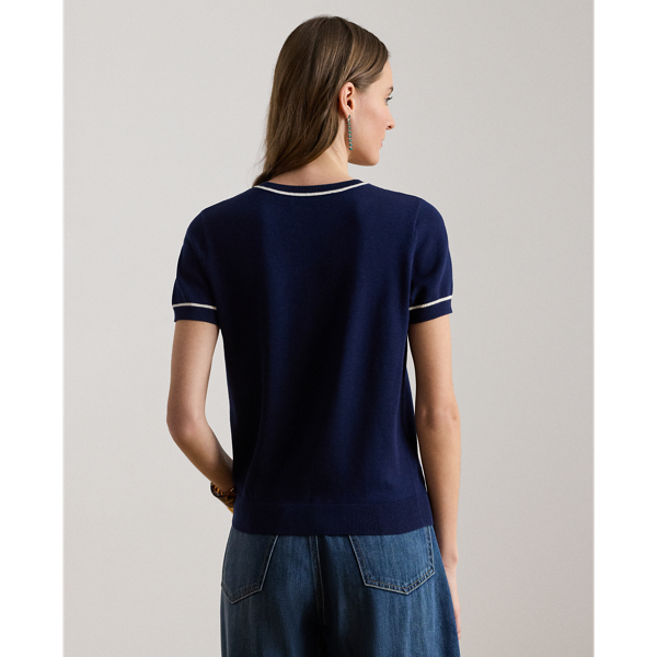 Refined Navy/Cream Two-Tone Short Sleeve Jumper Lauren 5