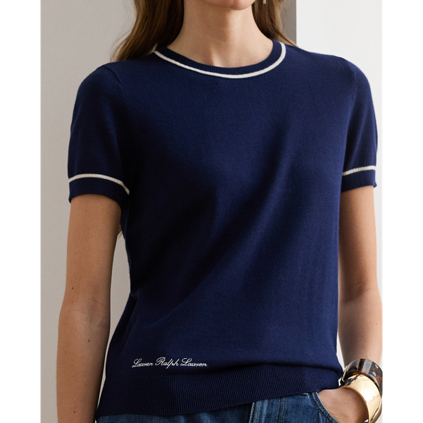 Refined Navy/Cream Two-Tone Short Sleeve Jumper Lauren 6