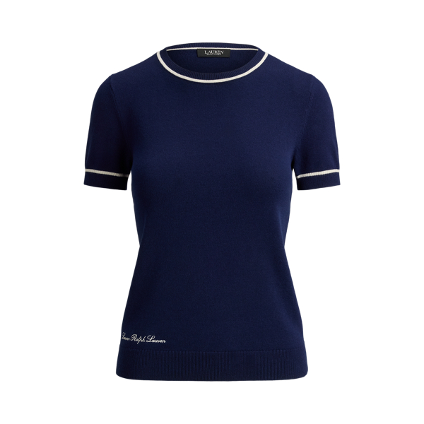Refined Navy/Cream Two-Tone Short Sleeve Jumper Lauren 2
