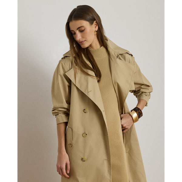 Birch Tan Double-Breasted Cotton Trench Coat Lauren 4