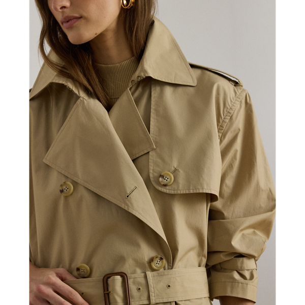 Birch Tan Double-Breasted Cotton Trench Coat Lauren 6