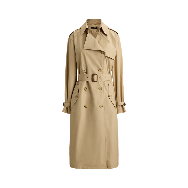 Birch Tan Double-Breasted Cotton Trench Coat Lauren 2