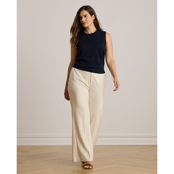 Mascarpone Cream Stretch Crepe Straight Trousers Lauren 7