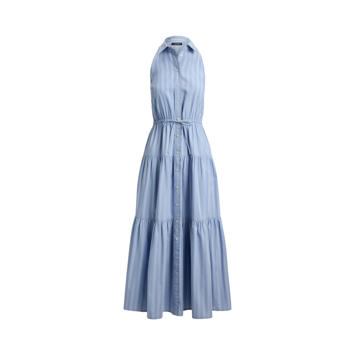 Женское платье Lauren Ralph Lauren Striped Broadcloth Tiered Shirtdress, цвет: Синий / Белый разноцветный — фото 5