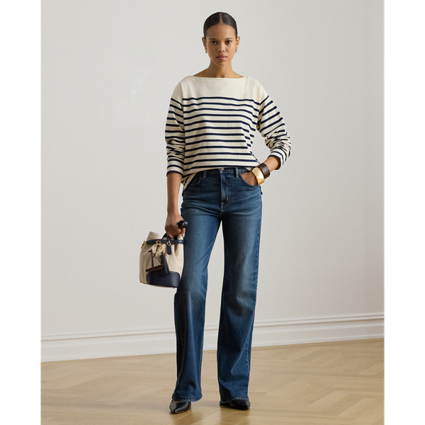 Jerseyoberteil mit U-Boot-Ausschnitt Lauren in Mascarpone-Cr./Edles Navy 4