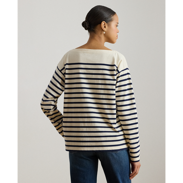 Jerseyoberteil mit U-Boot-Ausschnitt Lauren in Mascarpone-Cr./Edles Navy 5
