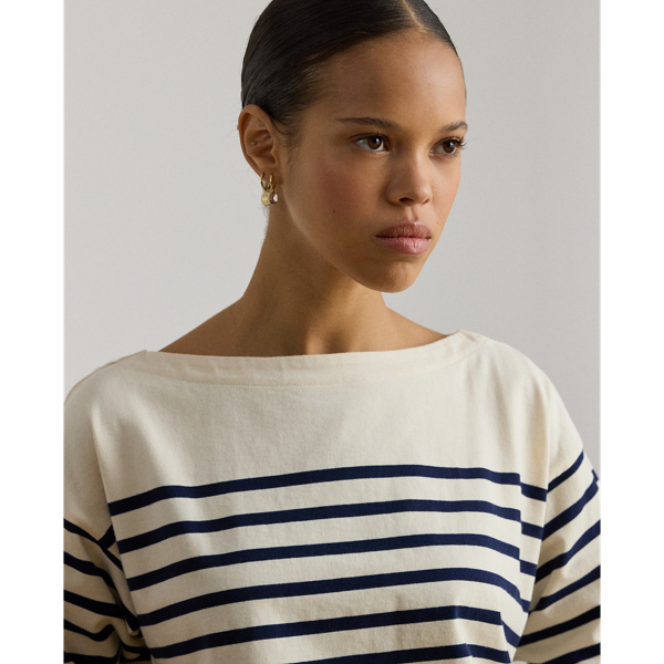 Jerseyoberteil mit U-Boot-Ausschnitt Lauren in Mascarpone-Cr./Edles Navy 6