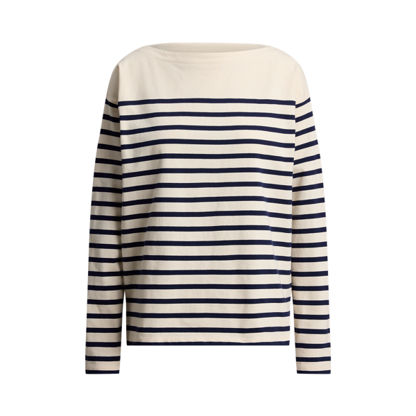 Jerseyoberteil mit U-Boot-Ausschnitt Lauren in Mascarpone-Cr./Edles Navy 2