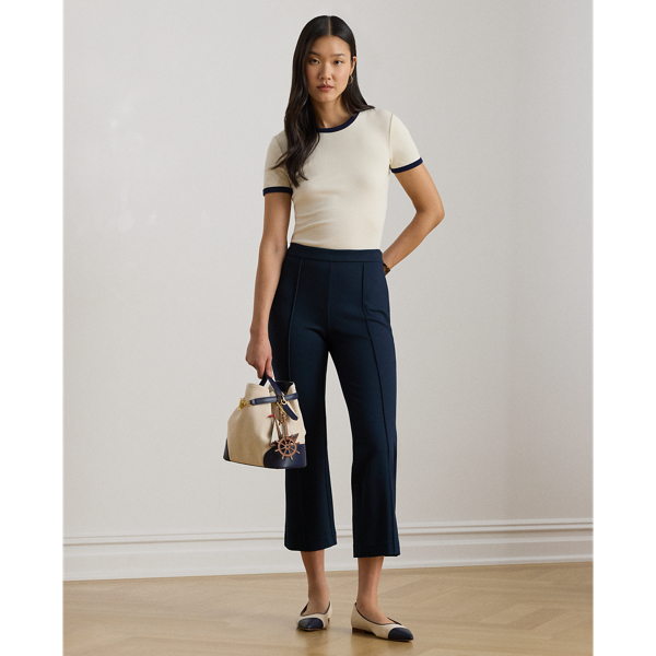 T-shirt en coton stretch bicolore Lauren en Cr&egrave;me mascarpone/Marine 4