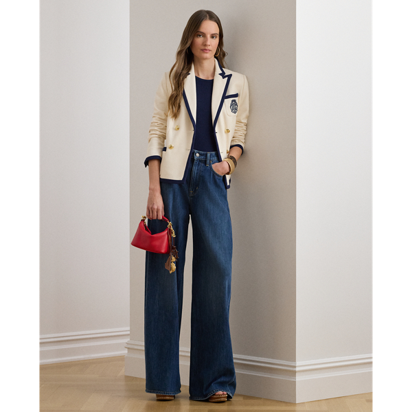 Mascarpone/Refined Navy Two-Tone Double-Breasted Piqu&eacute; Blazer Lauren 4