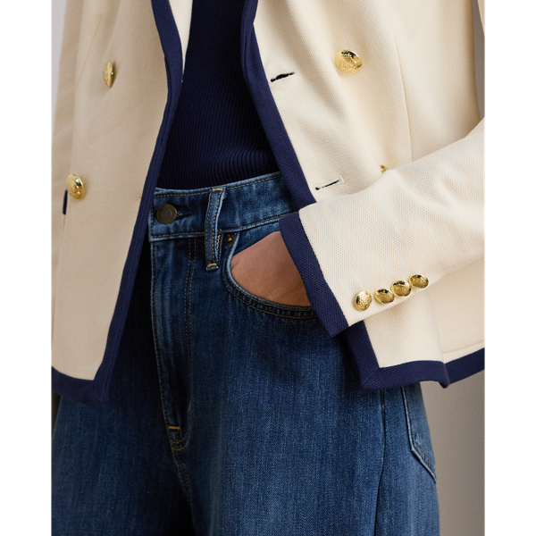 Mascarpone/Refined Navy Two-Tone Double-Breasted Piqu&eacute; Blazer Lauren 7