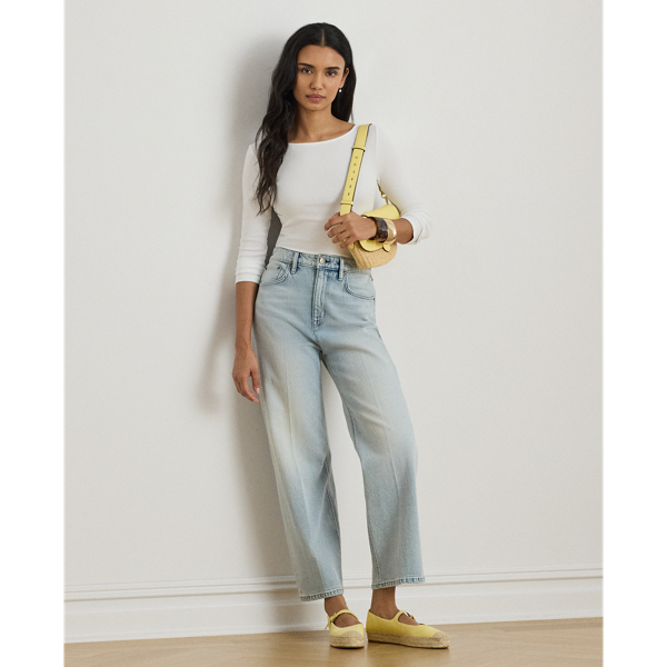 White Rib-Knit Cotton-Blend Boatneck Tee Lauren 4