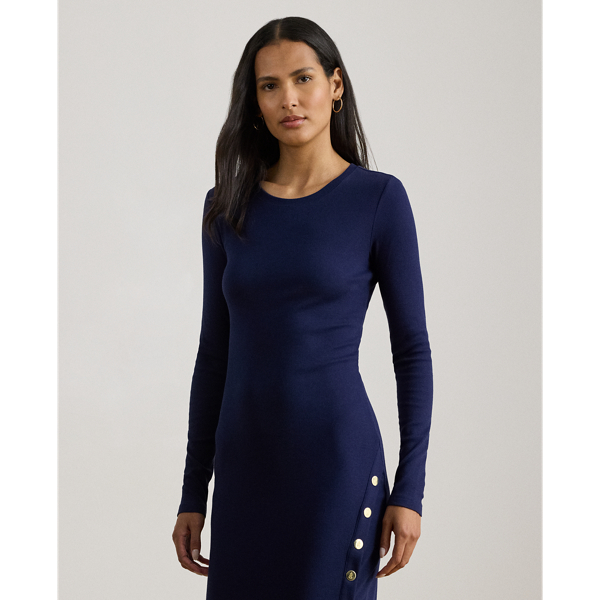 Geripptes Kleid mit Knopfleiste Lauren in Edles Lila 4