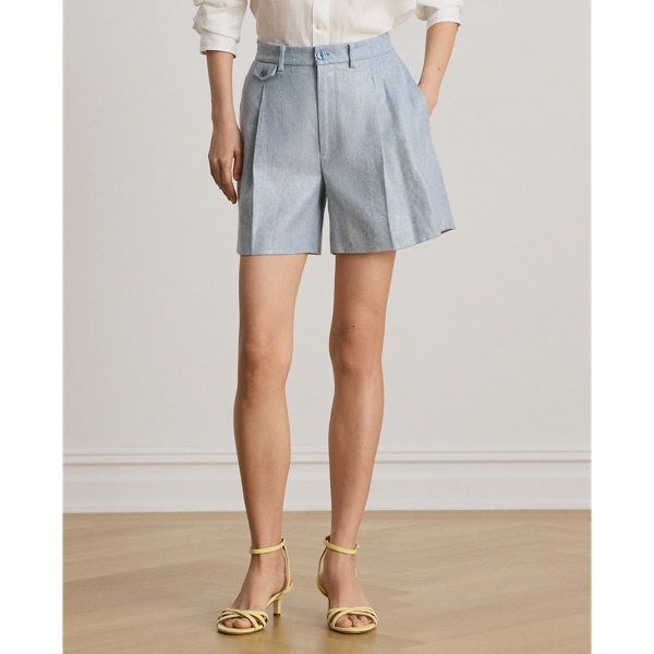 Arilee Blue/Silver Foil Pleated Foiled Wide-Leg Short Lauren 4