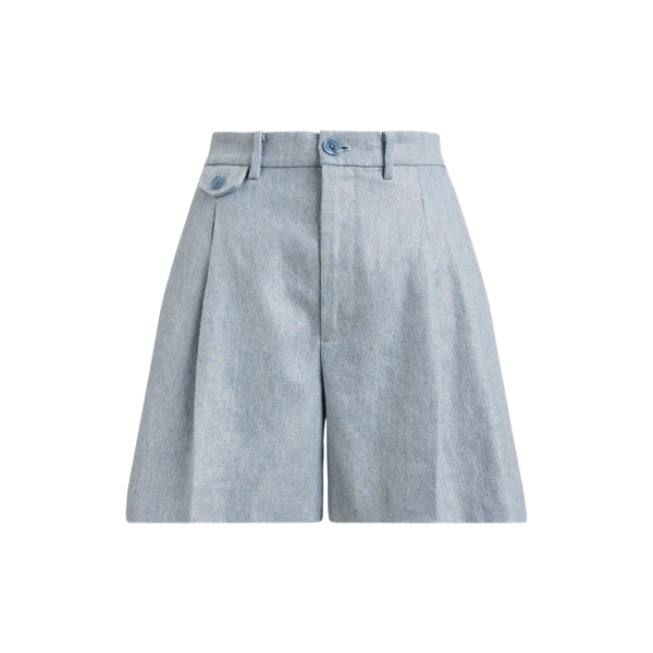 Arilee Blue/Silver Foil Pleated Foiled Wide-Leg Short Lauren 2